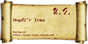 Ungár Irma névjegykártya