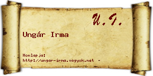 Ungár Irma névjegykártya